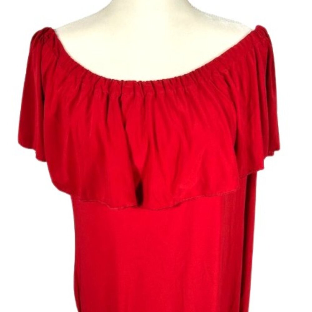 Mermaid Flounce Dress 2XL Solid Red Slinky Cruise Party Wedding LuLaRoe Cici